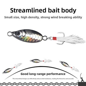 เหยื่อปลอมรูปปลาดาบ ขนาด 5 กรัม-20 กรัม ลายเกล็ดปลา LANDAO สีน้ำเงิน รุ่น Blue Fat Knife ตัวเบ็ดแบบ Long-Cast พร้อมร่องเลือดและขนนก - Product Image 4