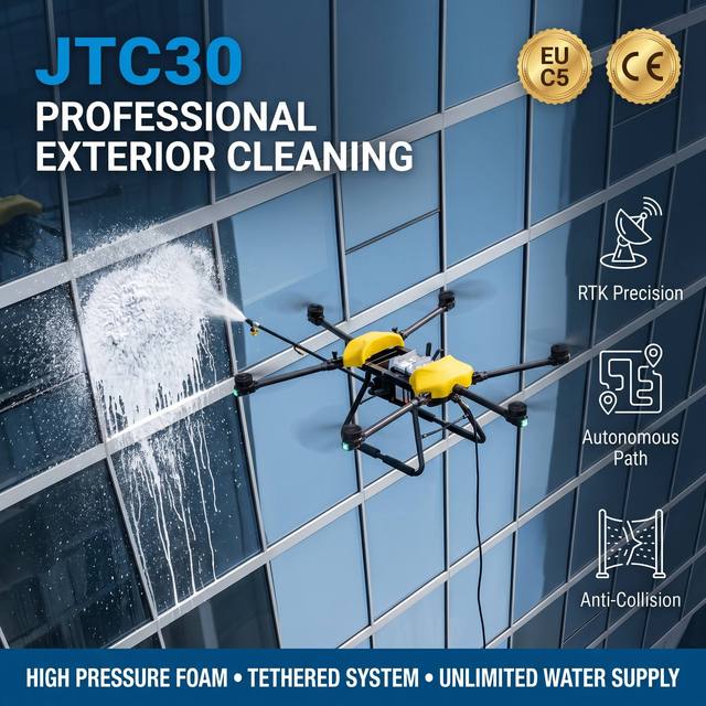 Professional Cleaning Drone C5 Certified High Pressure Tethered System Autonomous Building Window Wash Smart Industrial Solution