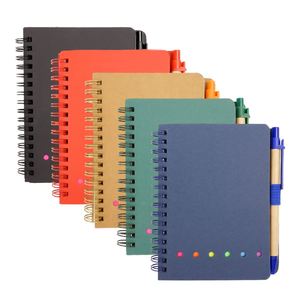 <b>Spiral</b> <b>Bound</b> Notepad Set with Pen Holder Colorful PP Cover <b>Notebooks</b> for Writing and Organizing Tas - Product Image 1