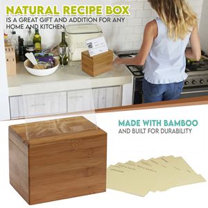 Caja de recetas de bambú DB Oceanstar con divisor para almacenamiento de cocina - Product Image 4