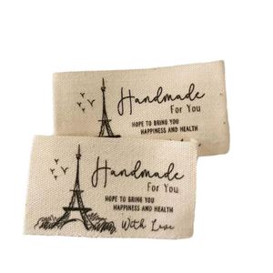 Étiquettes tissées en coton personnalisées en gros, faible MOQ 100 pièces, étiquettes pour vêtements - Product Image 2