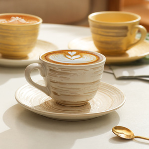 210ml di ceramica giapponese a strisce tazza per la colazione con piattino Set per il tè <span class=keywords><strong>e</strong></span> il <span class=keywords><strong>caffè</strong></span> in ufficio o pomeriggio ora del tè - Product Image 1