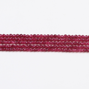 Perles de pierre facettées rondes de 2 mm, couleur grenat et rubis - Product Image 1