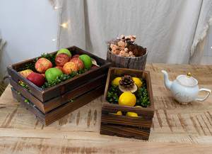 स्टॉक लकड़ी उपहार बीयर शराब फल टोकरा लकड़ी आयोजक टोकरी पैकेजिंग सजावटी बक्से - Product Image 5