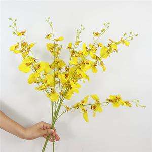 IFG nouveau design 3 Branches Orange brûlé <span class=keywords><strong>orchidée</strong></span> <span class=keywords><strong>Oncidium</strong></span> artificielle pour l'arrangement de mariage - Product Image 2