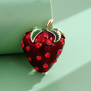 Broche de <span class=keywords><strong>Fresa</strong></span> Rojo de Lujo, Elegante y Encantador, con Pedrería, de Aleación, para Mujer - Product Image 5