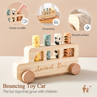 Juguete de Madera Montessori Unisex, Cubo de Actividades Colorido, Autobús Educativo Temprano para Bebés, Juguetes de Reconocimiento de Animales al por Mayor