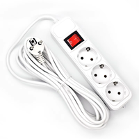 Multiprise Européenne 16A Multifonctionnelle avec Câble en Cuivre de 3M, Protection Contre les Surcharges, Accessoire de Bureau ou Mural