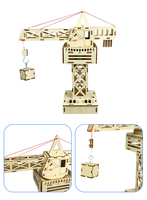 Kit de Modélisation de Grue à Tour en Bois DIY avec Télécommande Filaire, Jouet Scientifique Éducatif STEM, Experimentation Scientifique, Lifting Motorisé