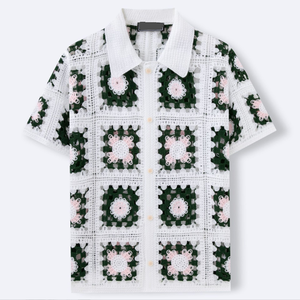 Camicia personalizzata fatta a mano all'uncinetto maglia a maniche corte in maglia Top oversize maglione <span class=keywords><strong>Polo</strong></span> t-Shirt da uomo - Product Image 2