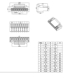 ZWG 1.25mm המגרש מחבר GH עם מנעול גומי מעטפת מלחץ זכר/נקבה חוט כבל פין שיכון כותרת מחבר JST מחבר