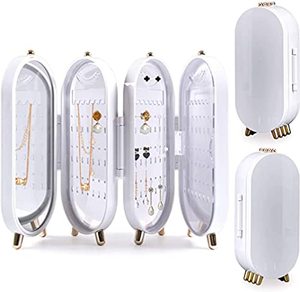 Boîte de rangement pour bijoux, présentoir pour boucles d'oreilles, organisateur de bracelets et de colliers, boîte en plastique pliable et portable, 4 portes, 240 trous, grande - Product Image 2
