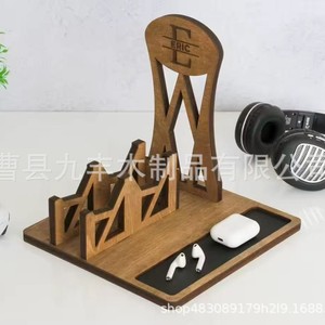 Wooden Gaming Accessory Organizer Solid Wood Desktop <b>Headset</b> <b>Stand</b> Multipurpose Storage Rack For Home Use - Product Image 2