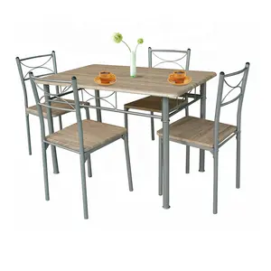 Simple Modern Style Metal Frame 5 Pieces Dining Room Table Set Chair Dinning Furniture