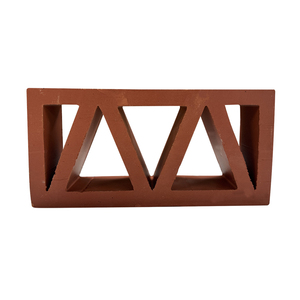 Bloque de terracota decorativo con patrón triangular, ladrillo hueco de arcilla roja para muros de jardín y divisiones interiores - Product Image 4