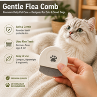 Peigne anti-puces doux pour chats à poils longs et petits chiens, dents ultra fines, élimine les puces, les œufs et la saleté, pointes arrondies, sûr et ergonomique