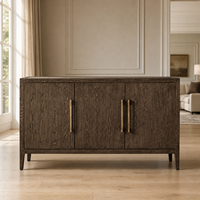 Buffet de rangement moderne et minimaliste en chêne espresso à 2 portes pour salon, salle à manger, entrée, maison contemporaine
