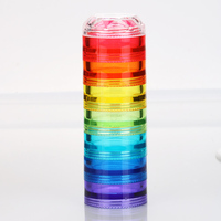 Mini-récipient rond en plastique empilable 5g pour poudre colorée, pot vide en PS pour paillettes avec couvercle