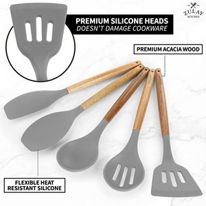 Juego de utensilios de <span class=keywords><strong>cocina</strong></span> antiadherentes, 7 Uds., vajilla de <span class=keywords><strong>cocina</strong></span>, <span class=keywords><strong>cubiertos</strong></span>, utensilios de <span class=keywords><strong>cocina</strong></span> de <span class=keywords><strong>silicona</strong></span> con mango de madera - Product Image 2