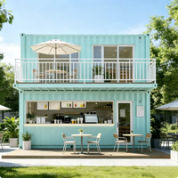 Maison extérieure commerciale moderne et économique, en conteneur démontable de 40 pieds à structure en acier, avec service personnalisé et design tendance