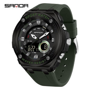 SANDA 3190 Hot Digital Men's Fashion Business Watch Quartz Dual Display Water Resistant 5BAR Silicone Band Stop Watch 2026 - Product Image 5