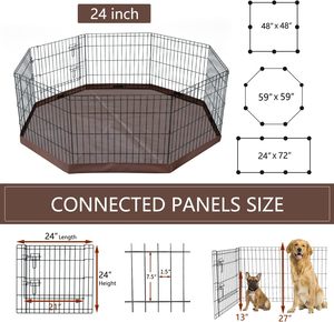 Cage pliable de 24 pouces à 8 panneaux en métal pour chiens, grand chenil pour chiots avec fond, parc d'exercice pour dressage de chiens et chats - Product Image 3