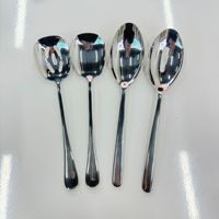 Cuillères de service modernes minimalistes haut de gamme en acier inoxydable 410/304, polies à la main, design évidé, épaisses et grandes