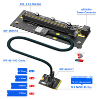 Oculink SFF-8612 ke PCI-E 4.0 X16 Riser Card Kit M.2 M-Key Adaptor GPU Eksternal Laptop Desktop Kartu Grafis Tersedia
