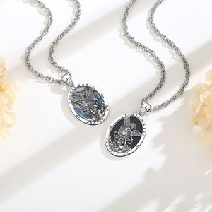 Merryshine - Colgante de Obsidiana con Madreperla de San Miguel Arcángel, Amuleto de Oración de Serenidad, Protección, Collar para Hombre - Product Image 4