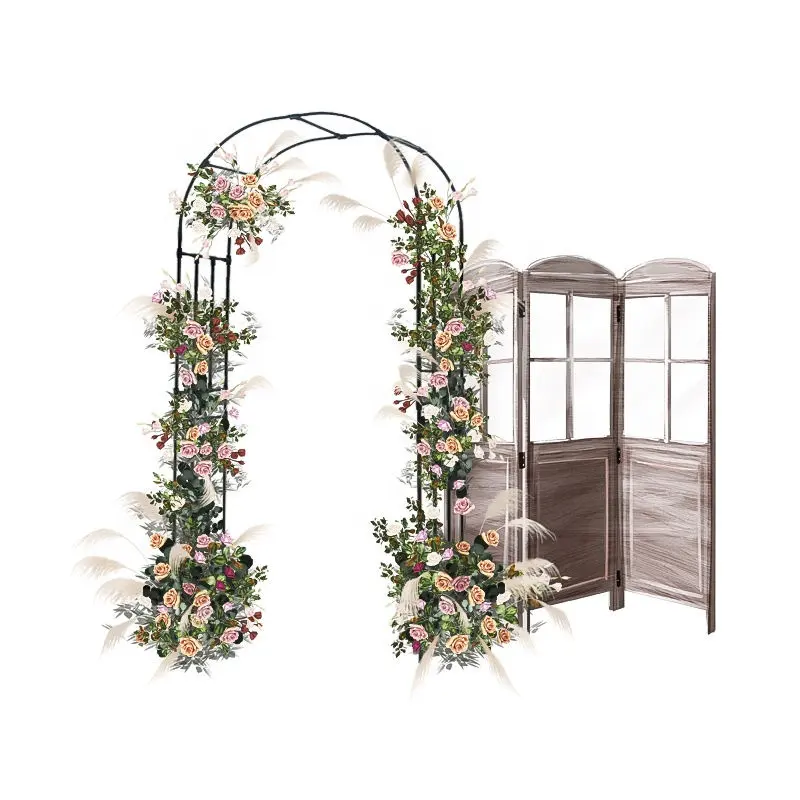 金属のU字型ガーデンアーチウェディングアーチ裏庭の芝生の中庭の結婚式の装飾のための錬鉄製の門メタルガーデンアーチ