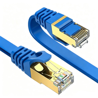 Kabel Jaringan LAN Cat7 FTP Flat Ethernet 32AWG OFC 10Gbps 600MHz RJ45 Cat 7 Patch Cord untuk Stasiun Kerja Jarak Jauh