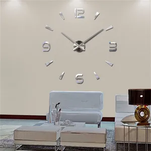 2023新款3D挂钟镜子墙贴时尚客厅石英表DIY家居装饰钟贴纸Reloj De parred