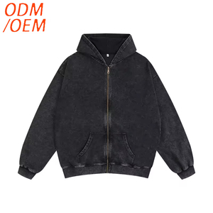 350G Heavy Washed Vintage 80% Cotton Sweatshirt Trendy Hooded Hoodie with Front Logo for Autumn Anti-Pilling Feature - Product Image 3