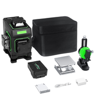 Niveau laser industriel rotatif 3D à rotation de 360 ° Faisceau de lumière verte à 16 fils Distance de travail de 50m Niveau laser vert à piles
