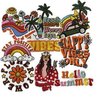 Parche Retro de Verano con Bordado Hippie Groovy, Insignia Flower Power Sunshine Girl, Aplique Termoadhesivo para Camiseta, Bolso, Playa, Accesorio DIY - Product Image 3
