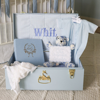 Mini luxe bébé chaussettes chaussures stockage voyage valises ensemble voyage en bois jouet vêtements souvenir broderie stockage boîte-cadeau