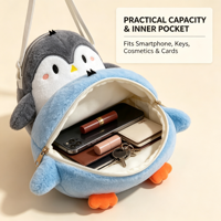 Sac bandoulière en peluche Ute Penguin, sac à main doux en forme d'animal en peluche pour filles, vente en gros directe usine, achat en gros