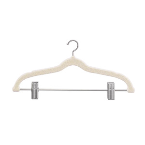 Flocked Clothes <b>Hanger</b> With Clips Non Marking Non Slip 2 In 1 Wardrobe Support Coat <b>Hanger</b> Pants <b>Hanger</b> - Product Image 3