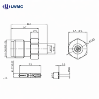 Conector RF SMA Hembra 1.30 Max Chapado en Oro para Soldar en Cables Semirrígidos y Semiflexibles de .141 hasta 13. 5GHr