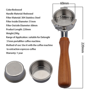51mm 3 orecchie 304 acciaio inossidabile <span class=keywords><strong>testa</strong></span> portafiltro caffè senza fondo 51mm tipo sottile sostituibile per EC680/EC685 - Product Image 4