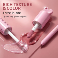 Kit Lèvres 3-en-1 avec Crayon à Lèvres, Gloss et Gloss Repulpant Longue Durée Hydratant – Coffret Cadeau 3 Couleurs