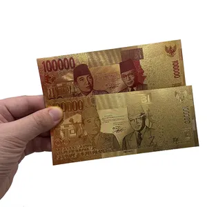 Free shipping Indonesia 100000 money plastic 24k gold foil plated banknote