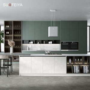 โรงงานตู้ Sofeyia ตู้ครัวแบบไร้มือจับ ผิวด้านเงาเคลือบ 2 ชั้น พร้อมดีไซน์ไอส์แลนด์ขนาดใหญ่ - Product Image 1