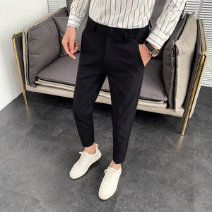 กางเกงลำลองผู้ชายใหม่2023ขายาวกางเกงสลิมสไตล์อังกฤษเก้าแต้ม - Product Image 3