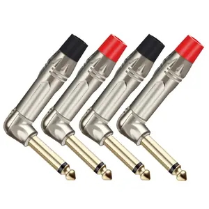 Mono Jack 6.35mm Connector Right Angle Male Plug Gold Plated 2 Pole 1/4 Inch 6.3mm Mono Plug Microphone Connector