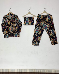 Conjunto de Pijama para Mujer, 100% Algodón, Estampado, Manga Larga, Largo hasta la Rodilla, Ropa de Dormir Informal, Transpirable, Tejido Suave para Verano - Product Image 1