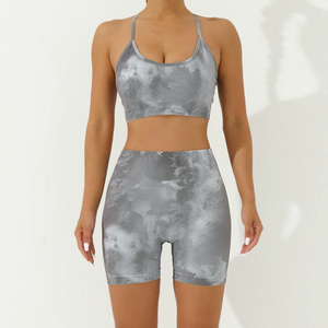<span class=keywords><strong>Ensemble</strong></span> de vêtements de yoga pour femmes, shorts de yoga pour sports de plein air, séchage rapide, respirant, taille haute, soutien-gorge de fitness qui relève les hanches - Product Image 6