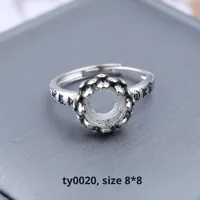 Europäischer Retro-Ring mit Antik-Silber-Kupfer-Beschichtung, Offener Ring mit Eingelegtem Bernstein, DIY-Ringrohling Großhandel