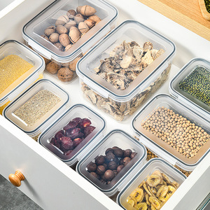 Caja de almacenamiento hermética para refrigerador, rectangular, con tapa de plástico, apilable, de gran capacidad, contenedor de alimentos para organizar el refrigerador. - Product Image 1