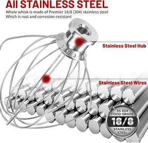 K45WW <span class=keywords><strong>Fouet</strong></span> en fil d'acier inoxydable pour <span class=keywords><strong>KitchenAid</strong></span>, <span class=keywords><strong>fouet</strong></span> en fil métallique allant au lave-vaisselle pour <span class=keywords><strong>KitchenAid</strong></span> 4.5 et batteur sur socle <span class=keywords><strong>à</strong></span> tête inclinable de 5 pintes - Product Image 6